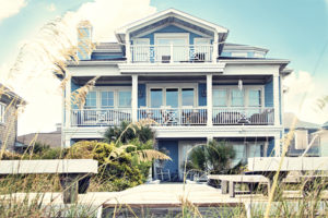 Ortley beach real estate, Large blue 3 story home on the beach